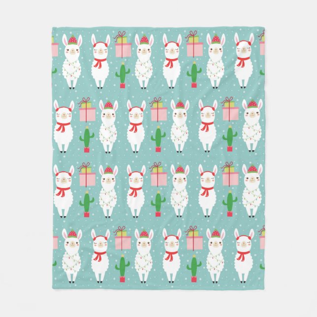 Winter Christmas Llamas | Urlaub Fleecedecke (Vorderseite)