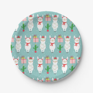 Winter Christmas Llamas Urlaub Pappteller
