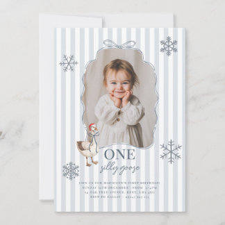 Winter Christmas One Silly Goose Birthday Einladung