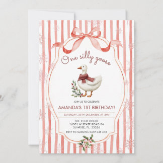 Winter Christmas Silly Goose 1st Birthday Einladung