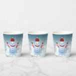 Winter Christmas Snowman Paper Cup Pappbecher<br><div class="desc">Weihnachts-Weihnachtsschneebecher - Party > Geschirr > Geschirr > Geschirr > Geschirr > Papierbecher</div>