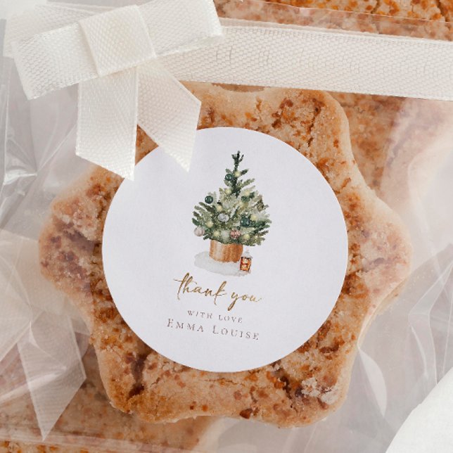 Winter Christmas Tree Baby Dusche Runder Aufkleber (Von Creator hochgeladen)