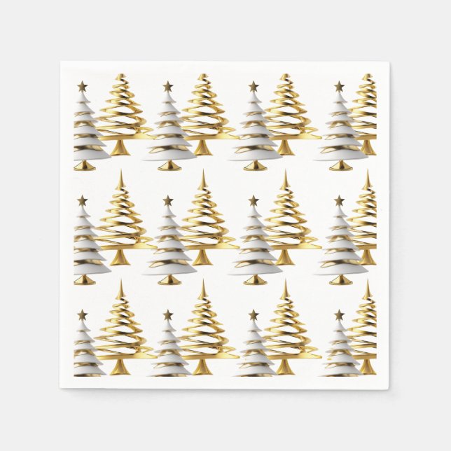 Winter christmas tree white gold holiday theme serviette (Vorderseite)