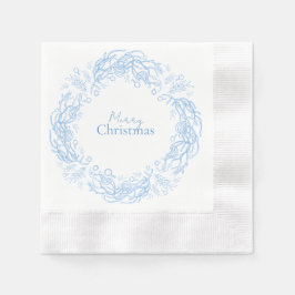 Winter Christmas Vintage Blue Botanical Pattern. Serviette