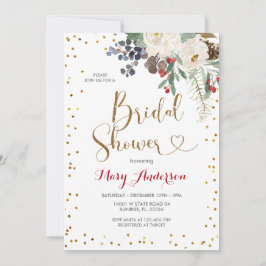 Winter Christmas White Floral Brautparty Einladung