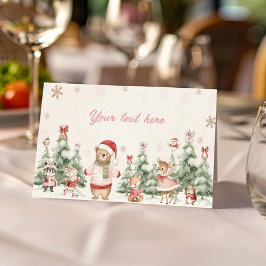 Winter Christmas Woodland Girl Birthday Food Tent Platzkarte