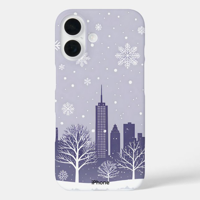 Winter City Snowflake iPhone 16 Fall Hülle (Rückseite)