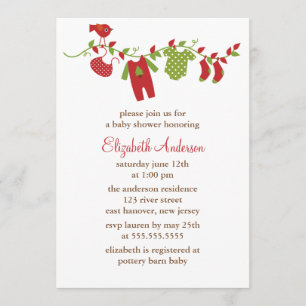 Winter Clothesline Baby Dusche Einladung