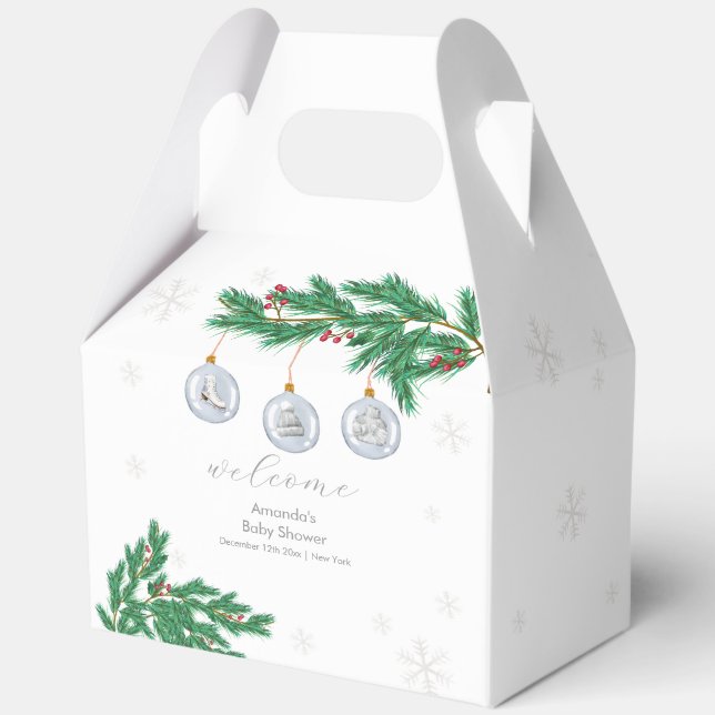Winter Clothesline Ornaments Baby Shower Welcome  Geschenkschachtel (Vorderseite)