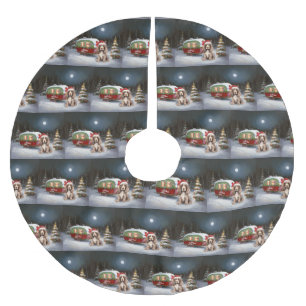 Winter Cocker Spanisch Caravan Weihnachtsabenteuer Polyester Weihnachtsbaumdecke