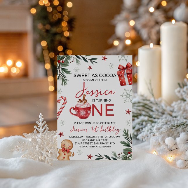 Winter Cocoa First Birthday Invite Einladung (Von Creator hochgeladen)