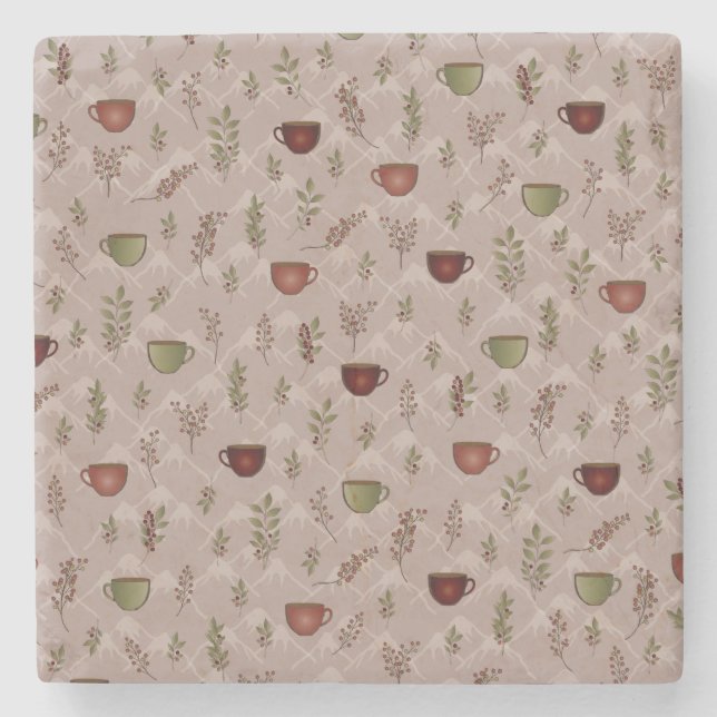 Winter Coffee Journey Steinuntersetzer (Vorderseite)