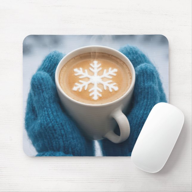 Winter Coffee With Mittens and Snowflake Mousepad (Mit Mouse)