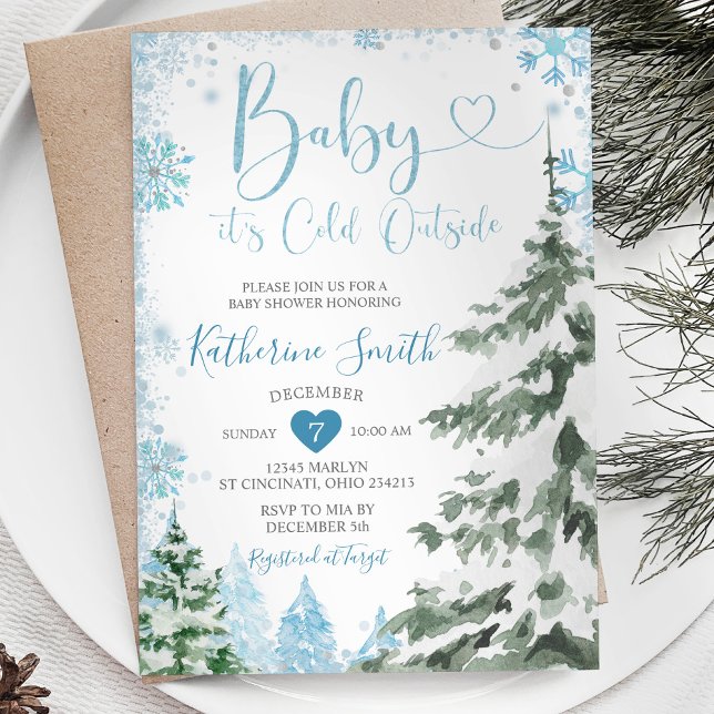 Winter Cold Baby Showwald Blaue Schneeflocken Einladung (Von Creator hochgeladen)