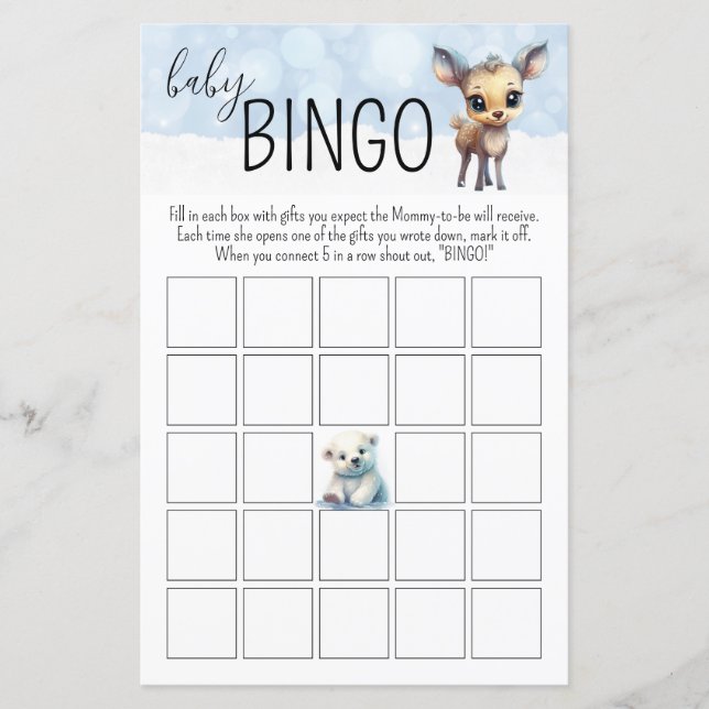 Winter Cold Outdoor Baby Bingo Baby Showspiel (Vorderseite)