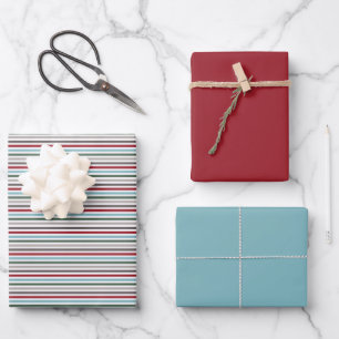 Winter Colors Wrapping Paper Flat Sheet Set 12 Geschenkpapier Set