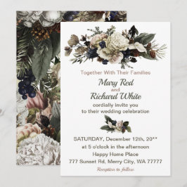 Winter Conifer Floral Calla Lily Peony Wedding Einladung