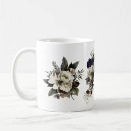 Winter Conifer Floral Cream Magnolia Peony Rose Kaffeetasse