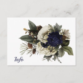 Winter Conifer Floral Cream Navy Peony Wedding Begleitkarte