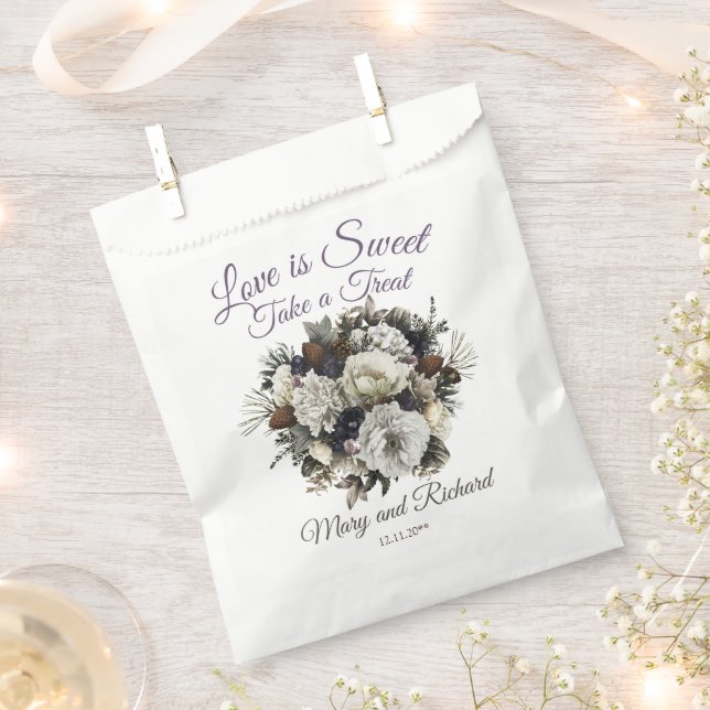 Winter Conifer Floral Liebe ist süß Nehmen Sie ein Geschenktütchen (Ausgeschnitten)