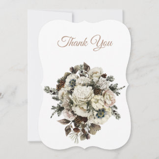 Winter Conifer Floral Wedding Dankeskarte