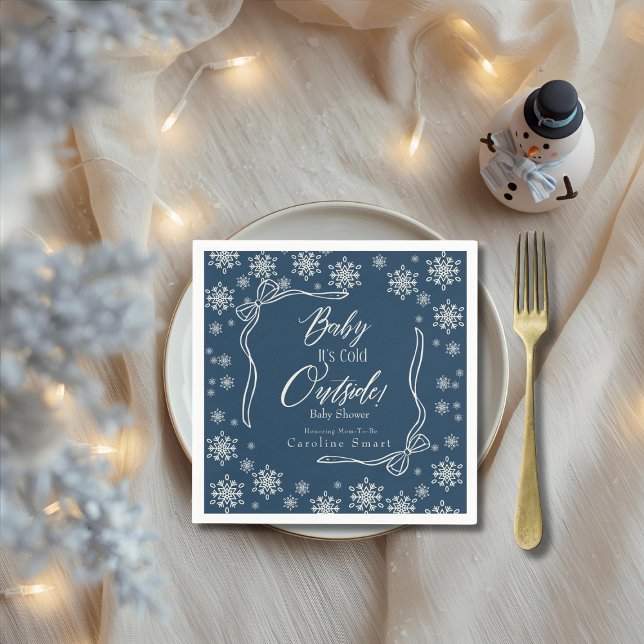 Winter Coquette Blue Baby ist kaltes Papier Napkin Serviette (Winter Coquette Blue Baby it's cold Paper Napkin)