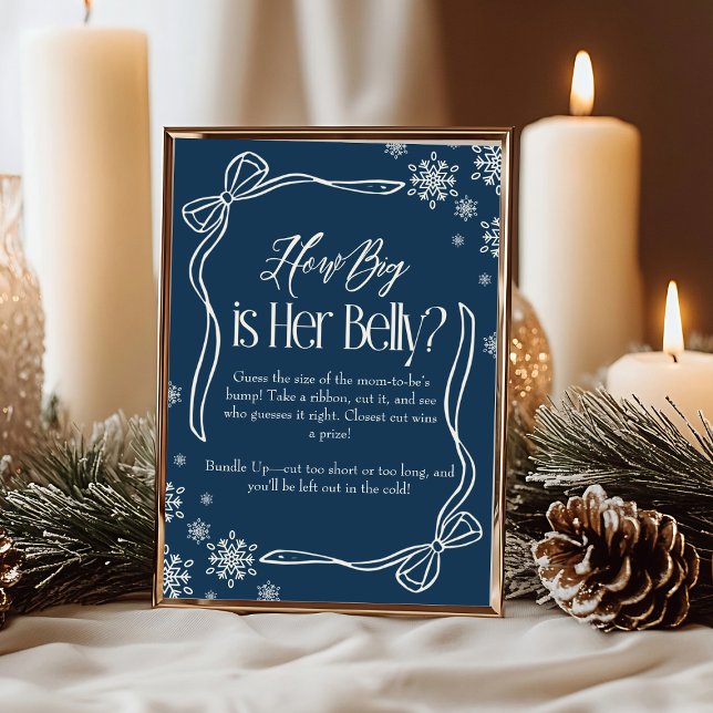 Winter Coquette wie groß ist ihre Bauchjungen Dusc Einladung (Winter Coquette How Big Is Her Belly Baby Shower sign)
