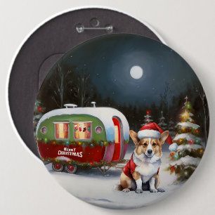 Winter Corgi Caravan Weihnachtsabenteuer Button