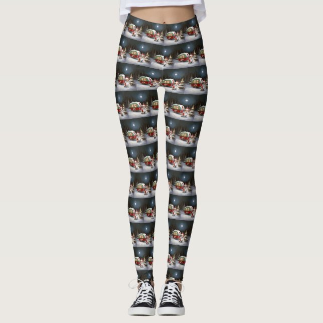 Winter Corgi Caravan Weihnachtsabenteuer Leggings (Vorderseite)