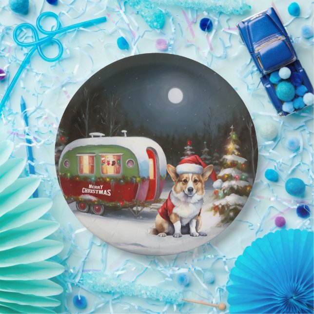 Winter Corgi Caravan Weihnachtsabenteuer Pappteller (Party)