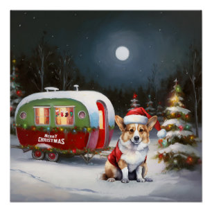 Winter Corgi Caravan Weihnachtsabenteuer Poster