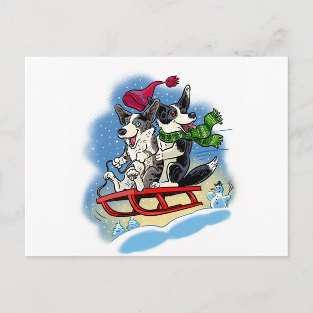 Winter Corgis Postkarte (Vorderseite)