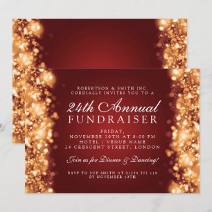 Winter Corporate Party Fundraiser Gala Gold Red Einladung