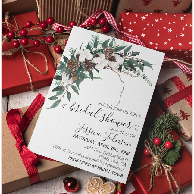 Winter Cotton Greenerity Brautparty Einladung (Von Creator hochgeladen)