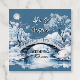 Winter Country Water Stream Bridge Hochzeit Geschenkanhänger