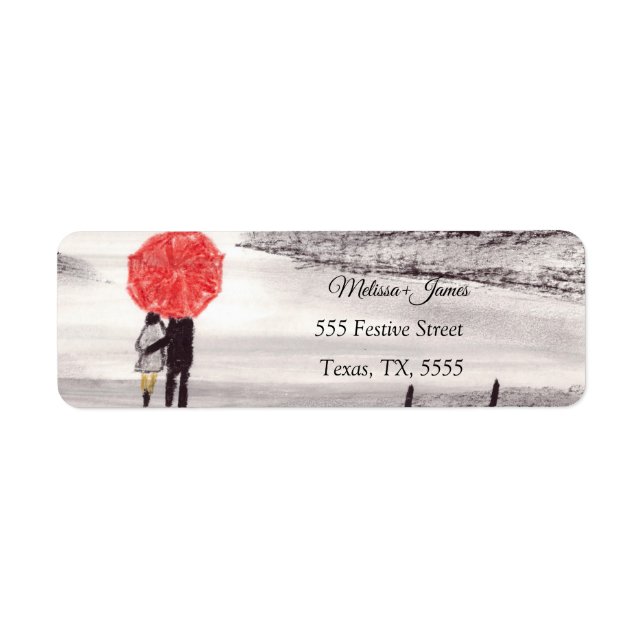Winter Couple Red Umbrella Hochzeit (Vorne)