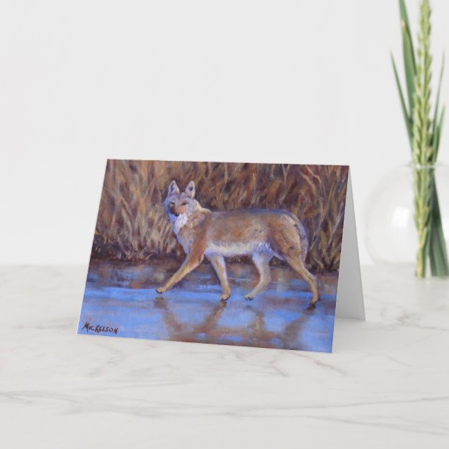 Winter Coyote Fine Art Jeder Anlass Karte (Vorderseite)