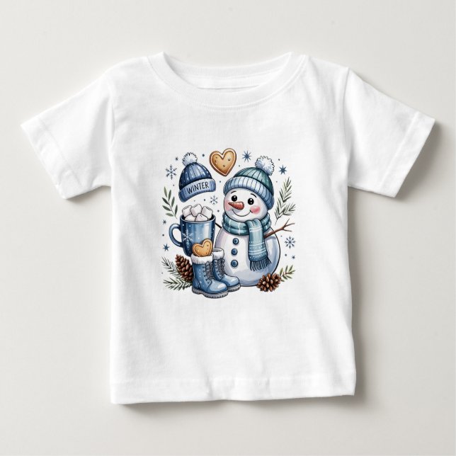 Winter Cozy Snowman  Baby T-shirt (Vorderseite)