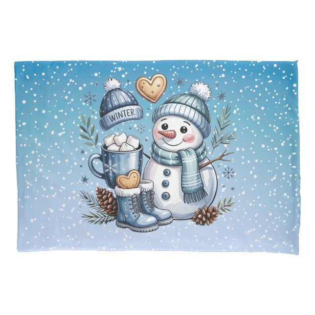 Winter Cozy Snowman Kissenbezug (Vorderseite)