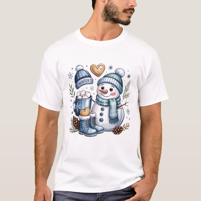 Winter Cozy Snowman  T-Shirt (Vorderseite)
