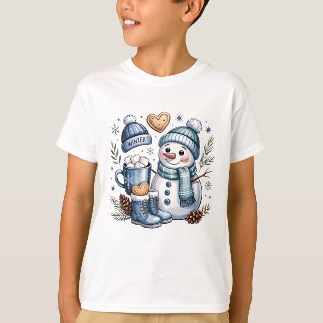 Winter Cozy Snowman  T-Shirt (Vorderseite)