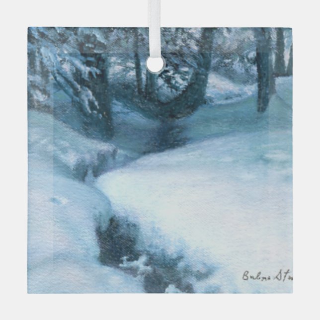 "Winter Creekside" Ornament Aus Glas (Vorderseite)