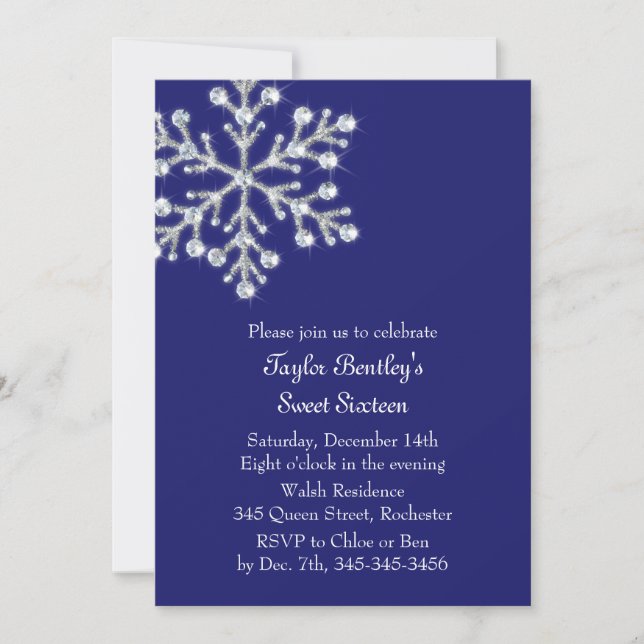 Winter Crystal Sweet 16e anniversaire Invitation i (Devant)