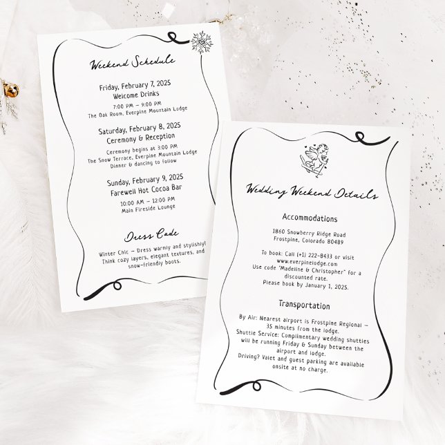 Winter Cupid Ski Mariage Détails Carte (Créateur téléchargé)