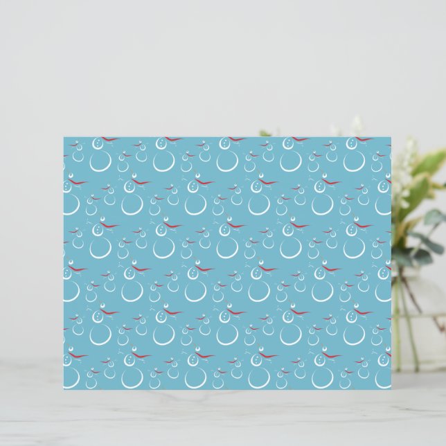 Winter Cyan Niedlich Snowman Family Pattern (Stehend Vorderseite)