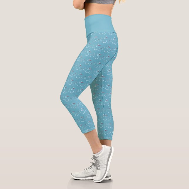 Winter Cyan Niedlich Snowman Family Pattern Capri Leggings (Links)