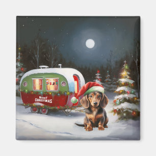 Winter Dackel Caravan Weihnachtsabenteuer Magnet