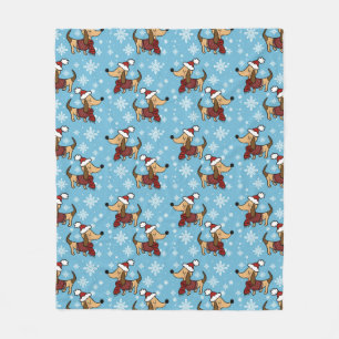 Winter Dackel Hund Fleece Blanket