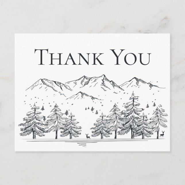 Winter Danke Mountains Hochzeitssommer Brautparty Postkarte (Vorderseite)
