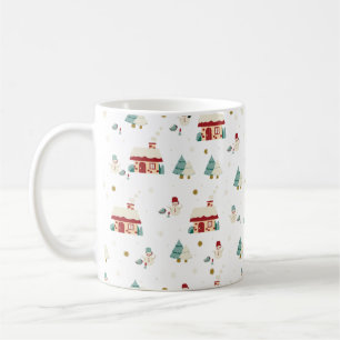 Winter Daytime Village Szene mit Snowmen Kaffeetasse